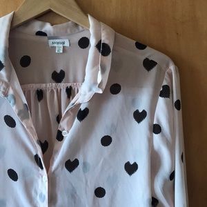 XL sheer button up collared shirt